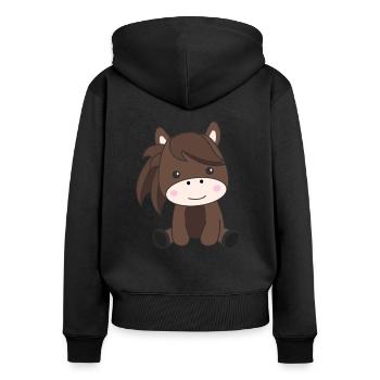 Cheval doux cheval cheval cavalier enfants - Sweat à capuche zippé Premium bio Femme - noir - Dos - Julia (174cm)