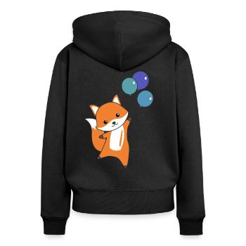 Renard mignon animal vole ballons enfants renards - Sweat à capuche zippé Premium bio Femme - noir - Dos - Julia (174cm)