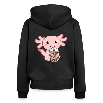 Snaxolotl Axolotl Bubble Tea Liebhaber süße Tiere - Frauen Premium Bio Zip Hoodie - Schwarz - Hinten - Julia (174cm)