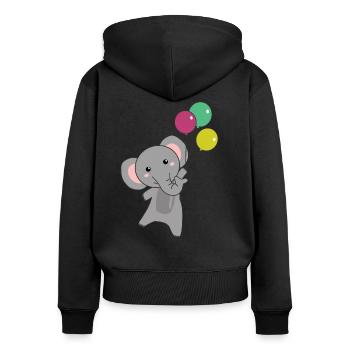 L’éléphant vole avec des ballons des animaux mignons pour les enfants - Sweat à capuche zippé Premium bio Femme - noir - Dos - Julia (174cm)