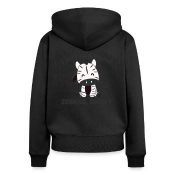 Ich mag halt Zebras okay süßes Zebra Safari Zoo - Frauen Premium Bio Zip Hoodie - Schwarz - Hinten - Julia (174cm)