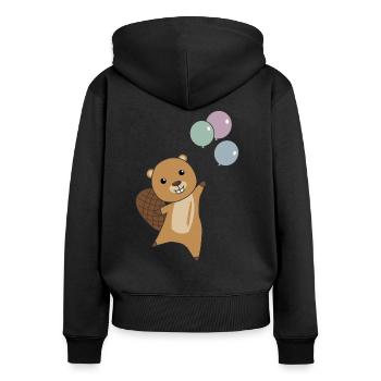 Castor ballons animaux drôles pour les enfants - Sweat à capuche zippé Premium bio Femme - noir - Dos - Julia (174cm)