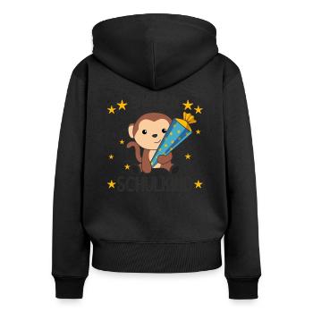 Endlich Schulkind Affe Schultüte rocke die Schule - Frauen Premium Bio Zip Hoodie - Schwarz - Hinten - Julia (174cm)