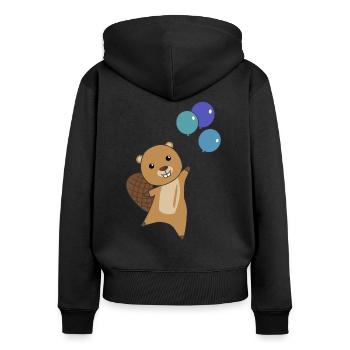 Castor ballons animaux drôles pour les enfants - Sweat à capuche zippé Premium bio Femme - noir - Dos - Julia (174cm)