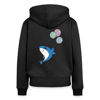requin poisson vole avec des ballons doux animaux requins - Sweat à capuche zippé Premium bio Femme - noir - Dos - Julia (174cm)