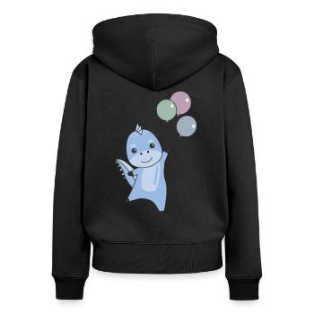 Dino vole avec des ballons de doux dinosaures animaux - Sweat à capuche zippé Premium bio Femme - noir - Dos - Julia (174cm)