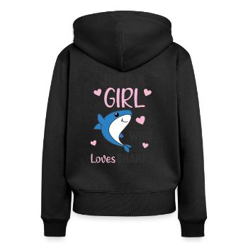 just a girl who loves sharksars ein lustiger Hai - Frauen Premium Bio Zip Hoodie - Schwarz - Hinten - Julia (174cm)