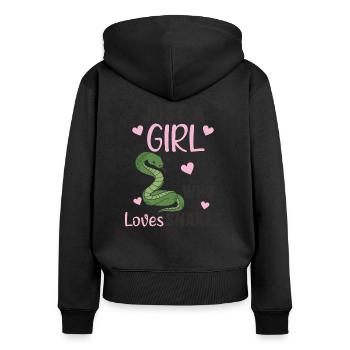 Une seule fille, Les serpents Aime Le Serpent Mignon - Sweat à capuche zippé Premium bio Femme - noir - Dos - Julia (174cm)