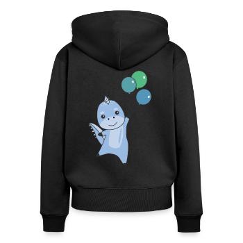 Dino vole avec des ballons de doux dinosaures animaux - Sweat à capuche zippé Premium bio Femme - noir - Dos - Julia (174cm)