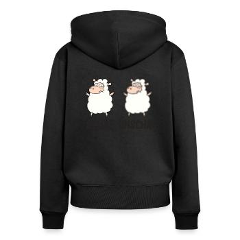 Schaf Unschaf Wortspiel für Fotografen Schafe - Frauen Premium Bio Zip Hoodie - Schwarz - Hinten - Julia (174cm)