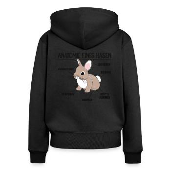 Anatomie eines Hasen lustige Kanninchen Erklärung - Frauen Premium Bio Zip Hoodie - Schwarz - Hinten - Julia (174cm)