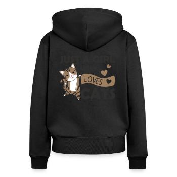 Juste une fille qui aime le chat mignon - Sweat à capuche zippé Premium bio Femme - noir - Dos - Julia (174cm)