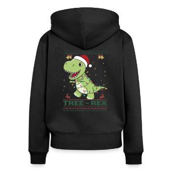 Tree-Rex lustiger Dinosaurier Wortspiel T-Rex - Frauen Premium Bio Zip Hoodie - Schwarz - Hinten - Julia (174cm)