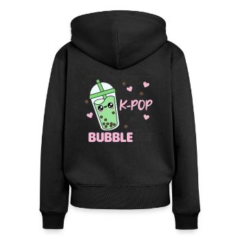 fueled by K-Pop and Bubble Tea kawaii Boba Tea - Women's Premium Organic Zip Hoodie - black - Back - Julia (174cm)
