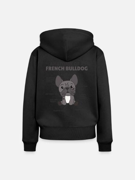 Anatomie eines French Bulldog Hunde lustiger Welpe - Premium økologisk hoodie med lynlås til kvinder - sort
