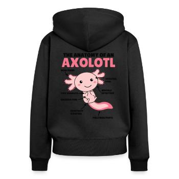 Axolotl Déclaration Anatomy of an Axolotl - Sweat à capuche zippé Premium bio Femme - noir - Dos - Julia (174cm)