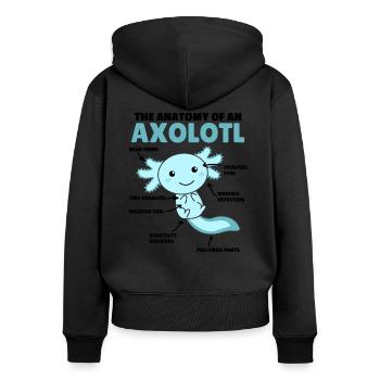 Axolotl Déclaration Anatomy of an Axolotl - Sweat à capuche zippé Premium bio Femme - noir - Dos - Julia (174cm)