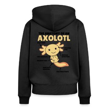 Axolotl Déclaration Anatomy of an Axolotl - Sweat à capuche zippé Premium bio Femme - noir - Dos - Julia (174cm)