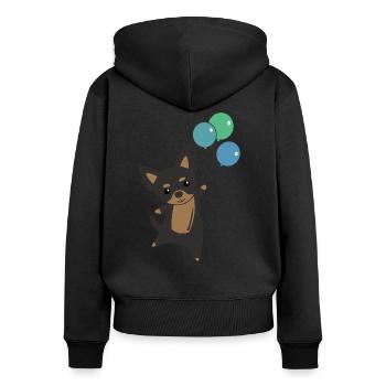 Chihwauwau chien monte avec des ballons - Sweat à capuche zippé Premium bio Femme - noir - Dos - Julia (174cm)