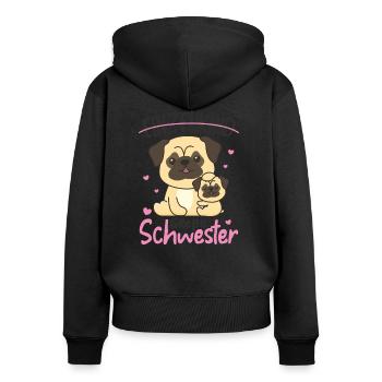 Je serai grande sœur en 2022 pour les frères et sœurs - Sweat à capuche zippé Premium bio Femme - noir - Dos - Julia (174cm)