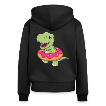 Süßer Dino T-Rex lustige Tiere in Donut pink - Frauen Premium Bio Zip Hoodie - Schwarz - Hinten - Julia (174cm)