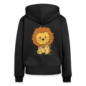 Lion Noël neige hiver animaux lions - Sweat à capuche zippé Premium bio Femme - noir - Dos - Julia (174cm)