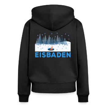 Eisbader Eisbaden Winterbad Eis schwimmer Kältebad - Frauen Premium Bio Zip Hoodie - Schwarz - Hinten - Julia (174cm)