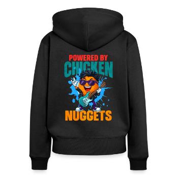 Chicken Nugget - Frauen Premium Bio Zip Hoodie - Schwarz - Hinten - Julia (174cm)
