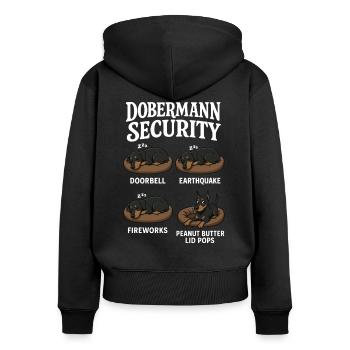 Dobermann - Frauen Premium Bio Zip Hoodie - Schwarz - Hinten - Julia (174cm)