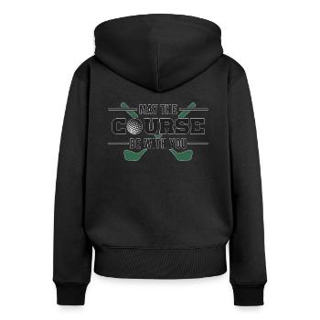 Golf Golfer Golfschläger Golfspieler Geschenk - Frauen Premium Bio Zip Hoodie - Schwarz - Hinten - Julia (174cm)