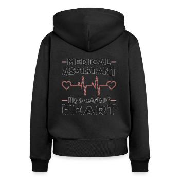 Medizinische Assistentin Herz Medizin Geschenk - Frauen Premium Bio Zip Hoodie - Schwarz - Hinten - Julia (174cm)