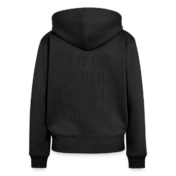 Gay Gay Gay Gay Idée cadeau Gay - Sweat à capuche zippé Premium bio Femme - noir - Dos - Julia (174cm)