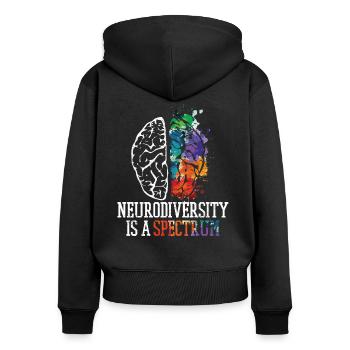 Neurodiversity - ADHS Autismus - Frauen Premium Bio Zip Hoodie - Schwarz - Hinten - Julia (174cm)