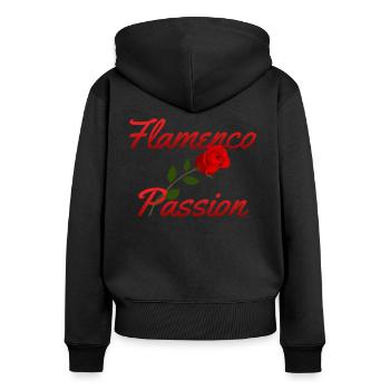 FLAMENCO - Frauen Premium Bio Zip Hoodie - Schwarz - Hinten - Julia (174cm)