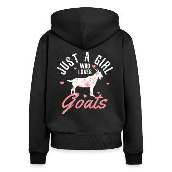 chèvre - Sweat à capuche zippé Premium bio Femme - noir - Dos - Julia (174cm)