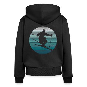 Ski - Frauen Premium Bio Zip Hoodie - Schwarz - Hinten - Julia (174cm)