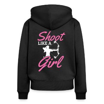 tir à l'arc - Sweat à capuche zippé Premium bio Femme - noir - Dos - Julia (174cm)