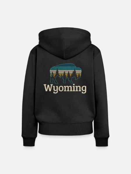 Wyoming Bison - Frauen Premium Bio Zip Hoodie - Schwarz