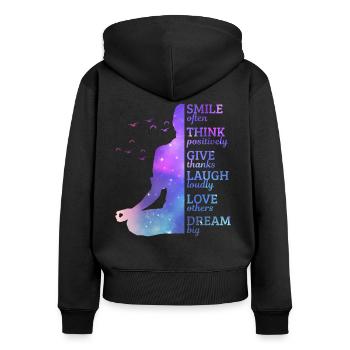 Meditation Yoga Buddhismus Spirituell Geschenk - Frauen Premium Bio Zip Hoodie - Schwarz - Hinten - Julia (174cm)