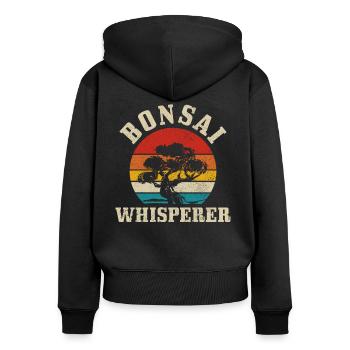 Bonsai - Frauen Premium Bio Zip Hoodie - Schwarz - Hinten - Julia (174cm)