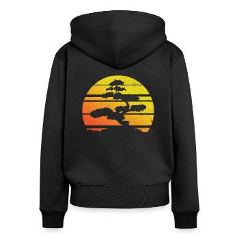 Bonsai - Frauen Premium Bio Zip Hoodie - Schwarz - Hinten - Julia (174cm)