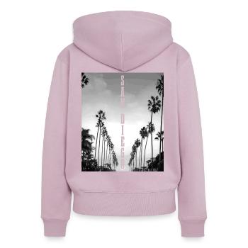 San Diego California - Women's Premium Organic Zip Hoodie - dusky pink - Back - Julia (174cm)