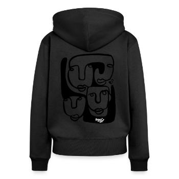 - Heart People - Frauen Premium Bio Zip Hoodie - Schwarz - Hinten - Julia (174cm)