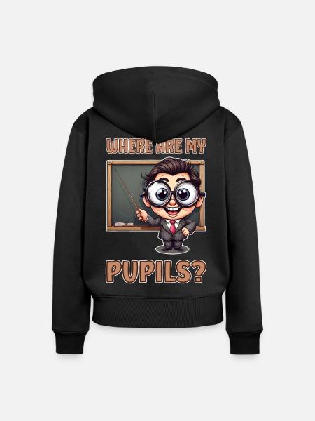 Where are my pupils? - Frauen Premium Bio Zip Hoodie - Schwarz