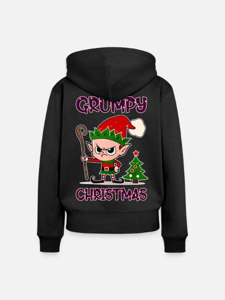 Grumpy Christmas Elf - Frauen Premium Bio Zip Hoodie - Schwarz