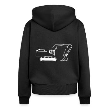 Excavator3 WH - Frauen Premium Bio Zip Hoodie - Schwarz - Hinten - Julia (174cm)
