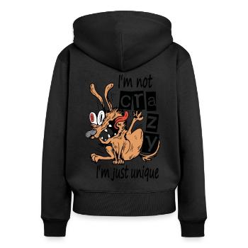 Je ne suis pas fou, je suis juste unique - Sweat à capuche zippé Premium bio Femme - noir - Dos - Julia (174cm)