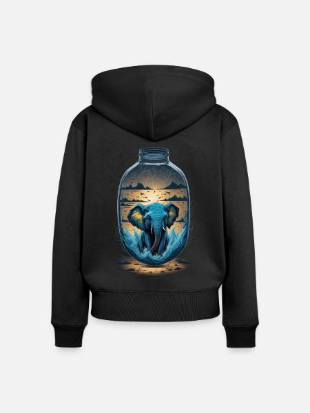 Elefant Flasche - Frauen Premium Bio Zip Hoodie - Schwarz