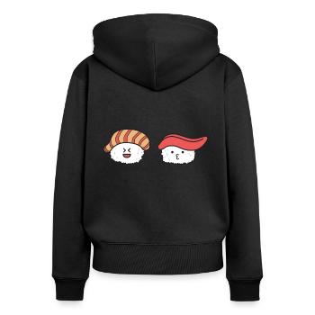 Sushi Maki Geschenk lustig japanisch essen Nigiri - Frauen Premium Bio Zip Hoodie - Schwarz - Hinten - Julia (174cm)