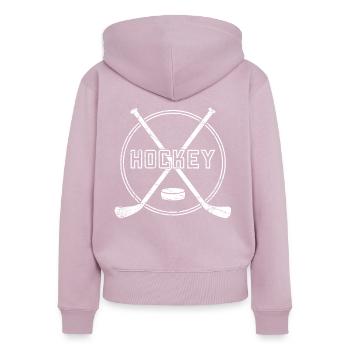 Eishockey Schläger Geschenk Spieler Puck Sport - Frauen Premium Bio Zip Hoodie - Altrosa - Hinten - Julia (174cm)